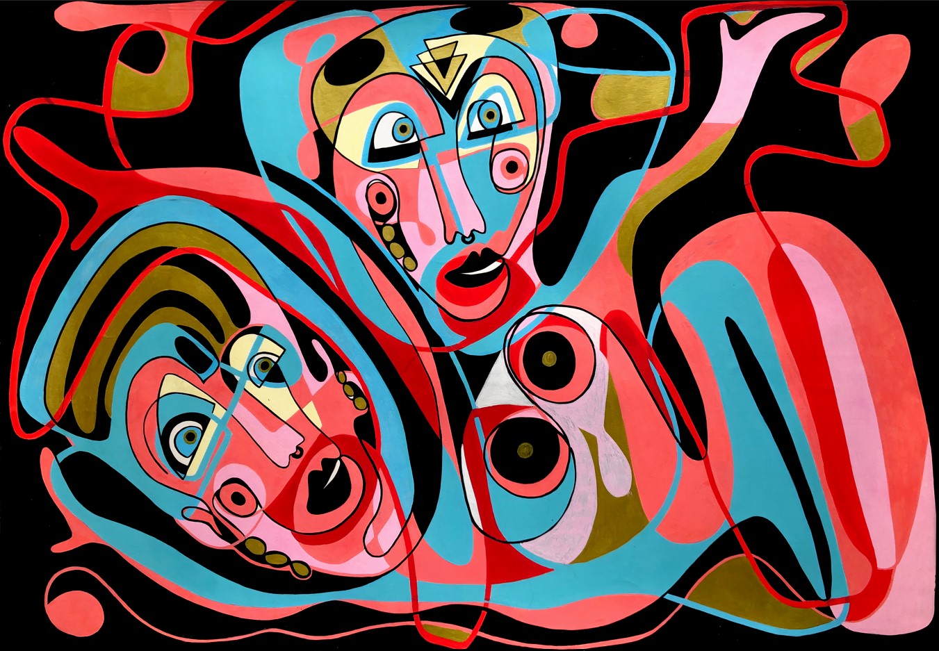 The Twins, original abstract painting by Sarah Main, 2021